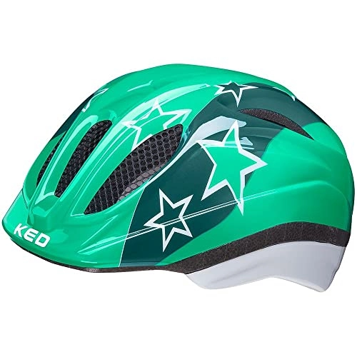 Mountain Bike Helmet : KED Meggy II Trend Children's & Youth Bicycle Helmet, 44-49 cm, Green Stars