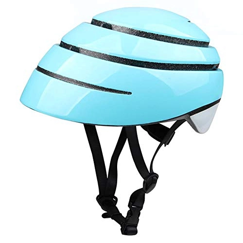 Mountain Bike Helmet : Keenso Cycling Helmet, Outdoor Unisex Adults Lightweight Foldable Mountain Bike Helmet Adjustable Shockproof Road Bike Helmet Sports Head Protector Gear for Skiing, Skateboard, Skate(L-Blue)