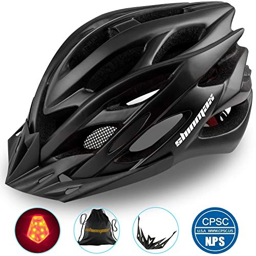 Mountain Bike Helmet : KINGLEAD Bike Helmet with Safety Light, CE Certified Unisex Protected Cycle Helmet for Bike Riding Outdoors Sports Safety Superlight Adjustable Bicycle Helmet