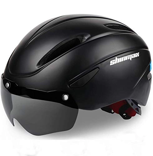 Mountain Bike Helmet : Kinglead Bike Helmets, CE Certified Adjustable Cycle Bicycle Helmet with Detachable Magnetic Goggles Visor Shield (Black)