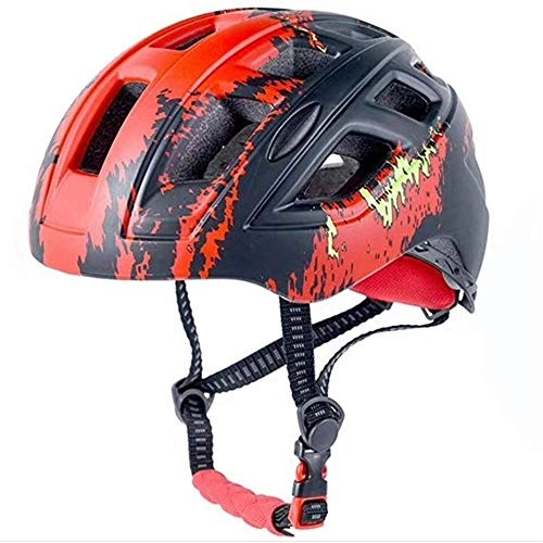 Mountain Bike Helmet : Knight Luminous Warmth Cross-Country Sports Motorcycle Helmet Blue Mountain Bike Helmet-Red Black Flower_One Size