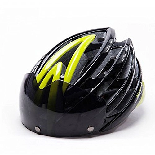 Mountain Bike Helmet : KSNCQJ Magnetic Mountain Bike Helmet Integrated Riding Helmet Glasses Goggles Helmet Equipment Cycling helmet (Color : Black and green)