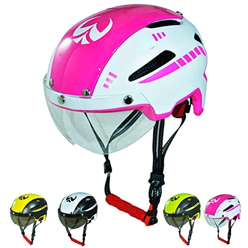 Mountain Bike Helmet : KuaiKeSport Adult Mountain Bike Helmet, Super Light Bike Helmet with Detachable Goggles-CE Certified, Adjustable Bicycle Helmets for Men Women Cycling Helmet Riding, Removable Lining, Pink