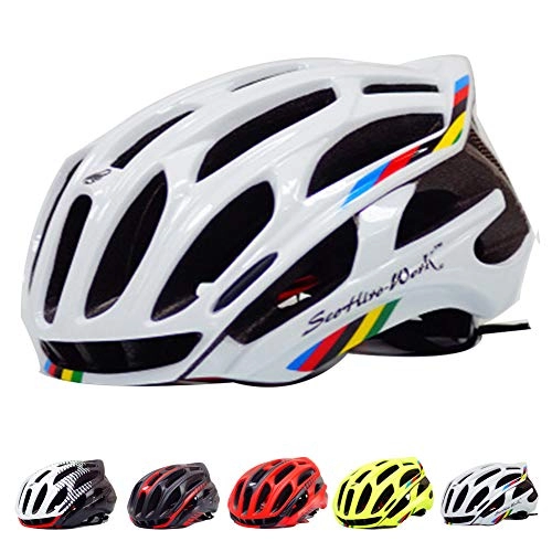 Mountain Bike Helmet : KuaiKeSport Adult Road Bike Helmet with LED Taillight, Bicycle Helmet Unisex Mountain Bike Helmet -CE Certified, Cycling Helmet Lightweight Riding Equipment Helmets for Adult Men and Women, White, L