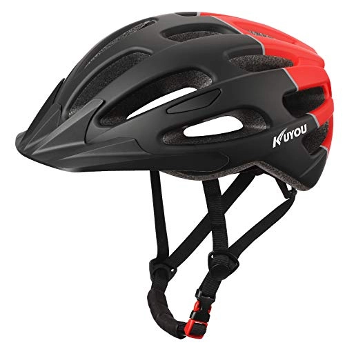 Mountain Bike Helmet : Kuyou Adults Cycling Helmet, Ultra-light Bike Helmet with Detachable Visor, Adjustable Mountain Road Bike Helmet 20 Vents Cycle Helmet for Mens Womens Youth
