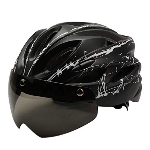 Mountain Bike Helmet : Kyman Bike helmet，Bicycle Riding Magnetic With Goggles Helmet Mountain Bike Integrated Molding Helmet Outdoor Riding Equipment Impact resistance (Color : B) (Color : A)