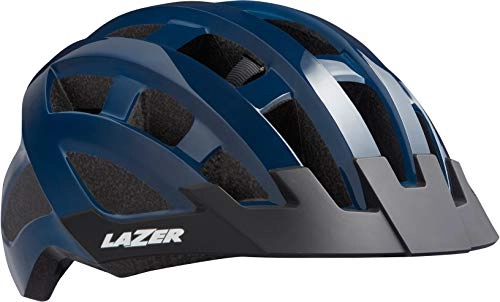 Mountain Bike Helmet : Lazer Compact Mens Cycling Helmet - Dark Blue, One Size / Bicycle Cycle Biking Bike Road Mountain MTB Adult Head Safety Guard Skull Protection Breathable Cool Air Vent Commute Riding Ride Wear