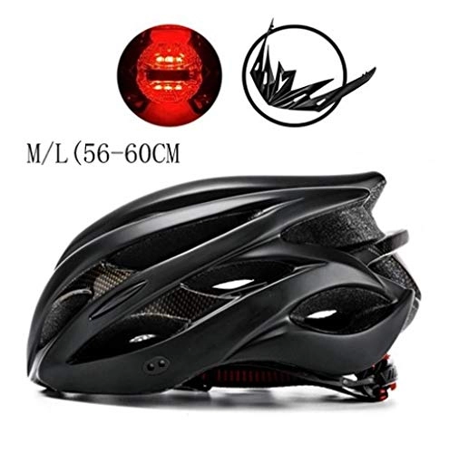 Mountain Bike Helmet : lhmlyl Mountain Bike Helmet Newest Anti-Collision Road Cycling MTB Bicycle Helmet Ultralight Integrally-Molded Bike Helmet taillight-Black_L
