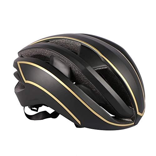 Mountain Bike Helmet : LIANYG Bicycle Helmet Air Cycling Helmet Racing Road Bike Aerodynamics Wind Helmet Men Sports Bicycle Helmet 186 (Color : 66 Black Golden)