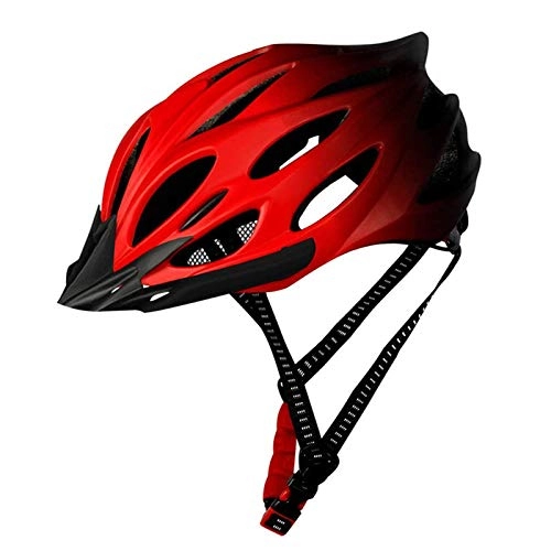 Mountain Bike Helmet : Linbing666 Bicycle Helmet Mountain Bike Helmet Adjustable head circumference, with Insect net, Design of diversion and drag reduction, safety shock absorption Outdoor riding device, Red