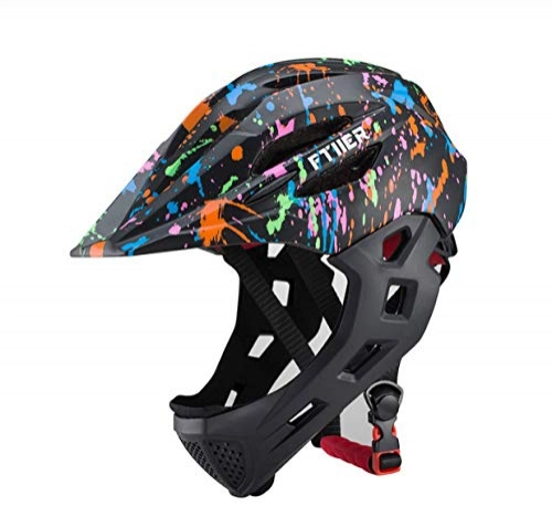 Mountain Bike Helmet : linfei Fullface Mtb Cycling Helmet For Kids Bike Helmet Off-Road Full Face Safe Mountain Bike Helmet With Visor 49-53Cm C