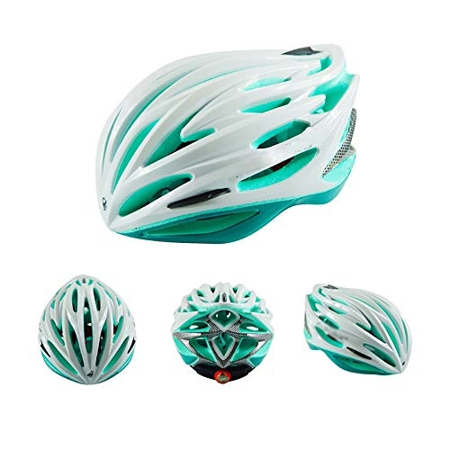 Mountain Bike Helmet : LINPAN Cycling Helmets Mountain Bike Sports Helmet For Adult Cycling Helmet Helmet Adjustable Adult Helmets for Men Women (Color : White cyan, Size : 62cm)
