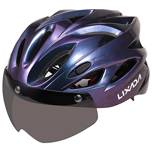 Mountain Bike Helmet : Lixada Cycling Helmet with Detachable Magnetic Goggles Lightweight Mountain Bike Helmets 18 Vents Safety Protective Helmet with LED Light / No Light for Outdoor Sport Cycling Biking