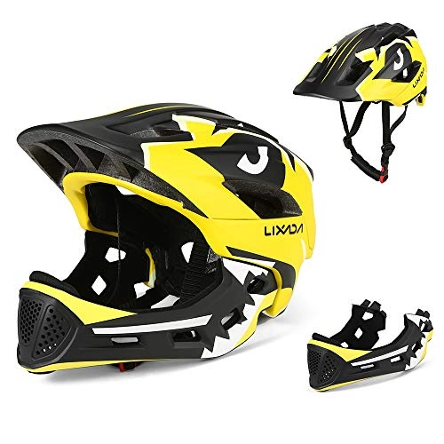 Mountain Bike Helmet : Lixada Kids Detachable Full Face Helmet Children Sports Safety Helmet for Cycling Skateboarding Roller Skating
