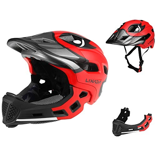 Mountain Bike Helmet : Lixada Kids Helmet Full Face Helmet Children Sports Safety Helmet with Visor for Cycling Skateboarding Roller Skating