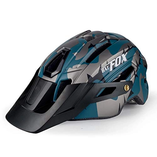 Mountain Bike Helmet : LIZHOUMIL Bicycle Helmet Mountain Bike Integrated Riding Safety Helmet With Warning Light Dark green titanium free size