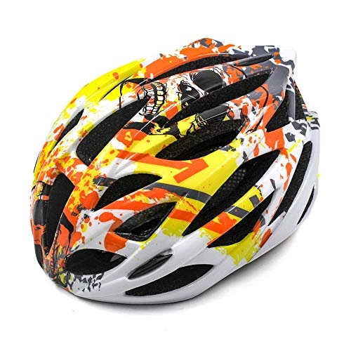 Mountain Bike Helmet : LPLHJD Motorcycle Helmet Helmet Camouflage Pattern Bicycle Helmet Mountain Bike Helmet Riding Equipment Breathable Adjustable Size One-piece (Color : Yellow)