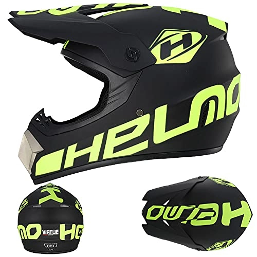 Mountain Bike Helmet : LXYSB Full Face Helmet, Bike Helmet with Detachable Soft Ears, Motorcycle Helmet with Protective Gloves And Goggles, Apply To Riding, Cycling, Roller Skating And Other Sports, Green, medium