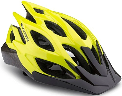 Mountain Bike Helmet : Madison Trail MTB Helmet - Flash Yellow, M / L / Mountain Bike Cycling Cycle Biking Bicycle Accessories Dirt Jump Enduro Off Road Trail Riding Ride Head Skull Safety Protection Safe Shell Unisex Man Men Protective Protect Clothing Clothes Wear Upper Body Pro Aero Breathable Venting Vent Cool Air Street Hard Apparel Attire Racing Race Sun Visor Peak
