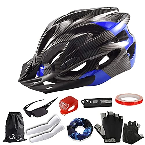 Mountain Bike Helmet : MGIZLJJ Adult Bike Helmet with Visor, 18 Vents Breathable Bicycle Helmet Adjustable Lightweight Bicycle Helmets CE Certified for Mens Womens for BMX Skateboard MTB Mountain Road Bike Black And Blue