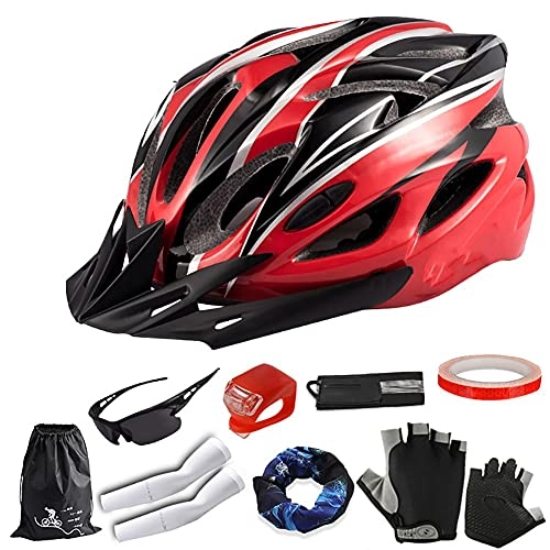 Mountain Bike Helmet : MGIZLJJ Adult Bike Helmet with Visor, 18 Vents Breathable Bicycle Helmet Adjustable Lightweight Bicycle Helmets CE Certified for Mens Womens for BMX Skateboard MTB Mountain Road Bike Black And Red