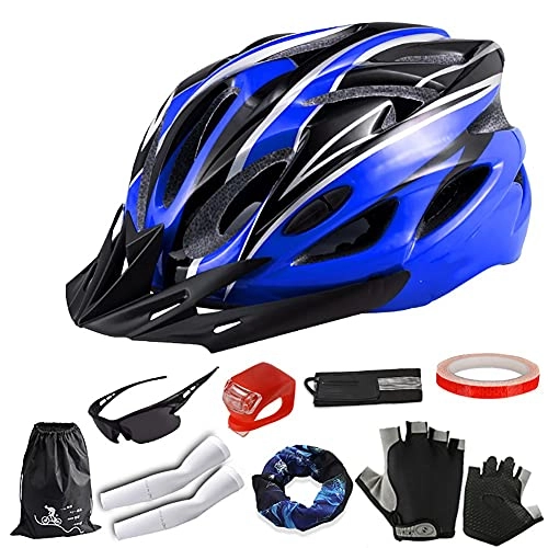 Mountain Bike Helmet : MGIZLJJ Adult Bike Helmet with Visor, 18 Vents Breathable Bicycle Helmet Adjustable Lightweight Bicycle Helmets CE Certified for Mens Womens for BMX Skateboard MTB Mountain Road Bike Blue And Black