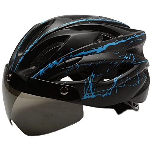 Mountain Bike Helmet : MINGJ Adult Cycling Bike Helmet for Men Women Lightweight Microshell Design for BMX Skateboard MTB Mountain Road Bike Adjustable Size 58-61cm, Black+Blue