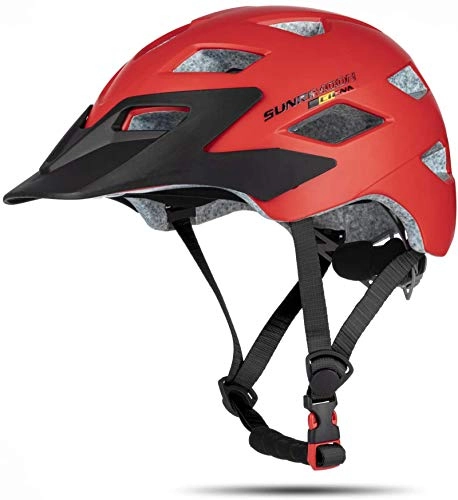 Mountain Bike Helmet : MOKFIRE Kids Helmet -Boys Girls Bike Helmet with Removable Visor Large Vents and LED Rear Lights, Children Helmet Adjustable for Cycling Skating Scooter 54-57cm (Ages 5-13)