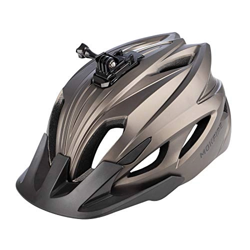 Mountain Bike Helmet : MOKFIRE Mountain Bike Helmet with Camera Mount & Detachable Sun Visor MTB Road Bicycle Helmets Adjustable Cycling Helmet Certificated by CPSC, Sizes for Adults Men / Women - Matte Titanium