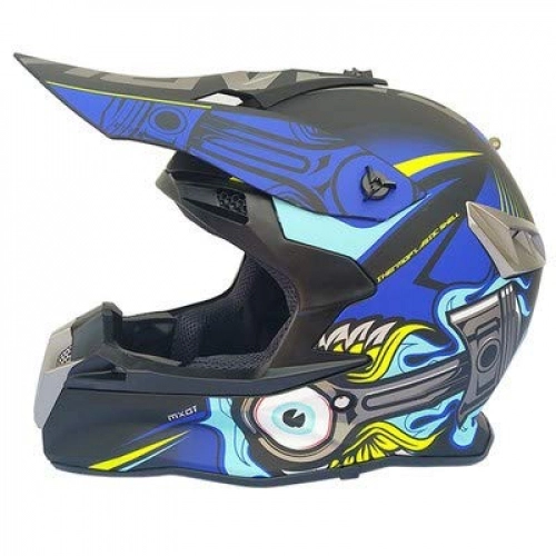 Mountain Bike Helmet : Motocross Helmet Full Face Motorbike Helmet Adult Unisex Mountain Bike Off Road Helmets-Blue Pith, 2XL