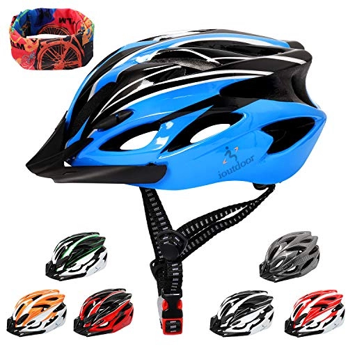 Mountain Bike Helmet : Mountain Bike Helmet 56-64CM with Visor, Sport Headwear, 18 Vents, Cycling Bicycle Helmets Adjustable Lightweight for Adults Mens Womens Ladies Teenagers BMX Skateboard Road Bike Safety(Blue&Black)