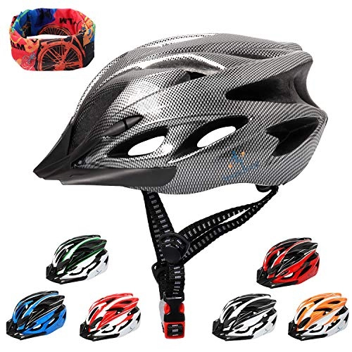 Mountain Bike Helmet : Mountain Bike Helmet 56-64CM with Visor, Sport Headwear, 18 Vents, Cycling Bicycle Helmets Adjustable Lightweight for Adults Mens Womens Ladies Teenagers BMX Skateboard Road Bike Safety(Carbon Black)