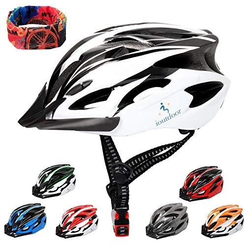 Mountain Bike Helmet : Mountain Bike Helmet 56-64CM with Visor, Sport Headwear, 18 Vents, Cycling Bicycle Helmets Adjustable Lightweight for Adults Mens Womens Ladies Teenagers BMX Skateboard Road Bike Safety(White&Black)