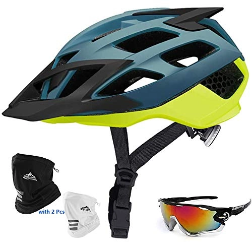 Mountain Bike Helmet : Mountain Bike Helmet, Adjustable Specialized Mountain & Road Cycle Helmet Lightweight Cycle Bicycle Helmets with Backlights, for Adults Men / Women (57-61CM), C