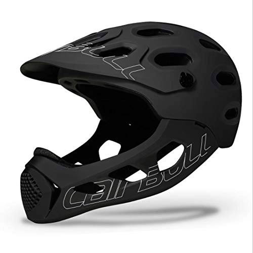 Mountain Bike Helmet : Mountain Bike Helmet, Adults Full Face Bicycle Helmet with Removable Chin Sports Safety Cap Road Bike MTB Racing Cycling Helmet, M / L (56-62Cm), Black