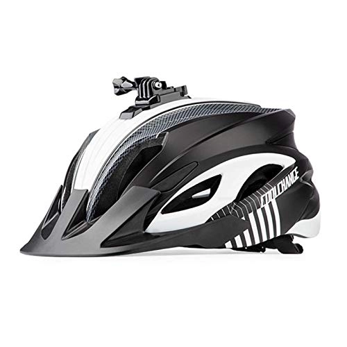 Mountain Bike Helmet : Mountain Bike Helmet for Men Women, Camera Mountable Bicycle Helmet with Light and Detachable Visor, MTB Mountain Road Cycle Helmet Cycling Supplies