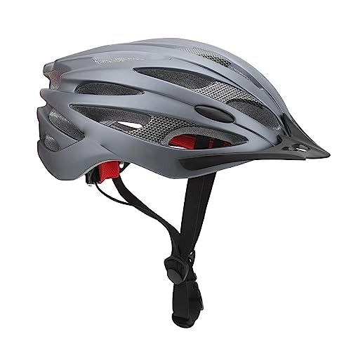 Mountain Bike Helmet : Mountain Bike Helmet for Men Women with Adjustable Size, Lightweight Ventilated Heat Dissipation Shock Absorption Drop Protection EPS Foam and PC Shell One Piece Design (Gray)
