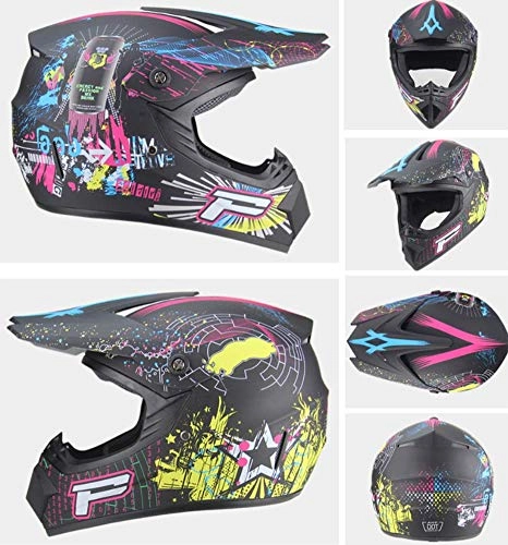 Mountain Bike Helmet : Mountain Bike Helmet, Personality Four Seasons ATV Off-Road Helmet, Men's And Women's Electric Car Kart Full Helmet, with Goggles + Gloves + Collar, S-XL, 2, M