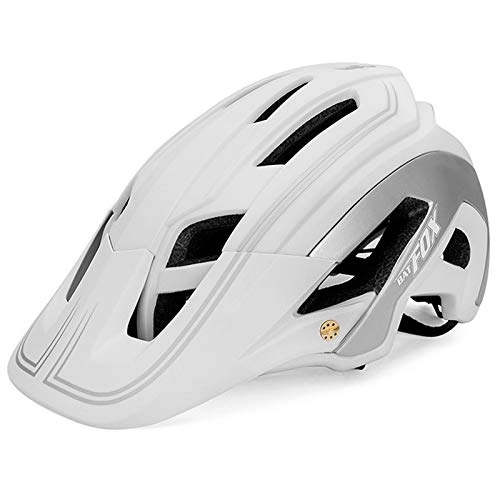 Mountain Bike Helmet : Mountain Bike Riding Helmet, Skin-Friendly, Breathable, Shockproof Cushioning, Adjustable Bicycle Helmet Protection Helmet (22-24.41 Inches), white silver