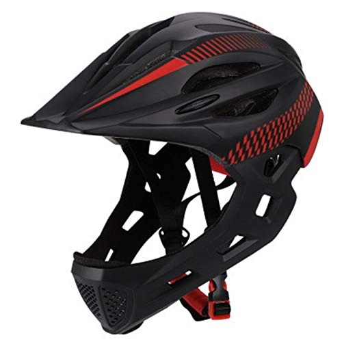 Mountain Bike Helmet : MOVKZACV Children's Cycling Helmet, Detachable Full Face Bike Helmet BMX Mountain Bike Crash Helmet With Rear Light & Breathable Holes For Boys Girls