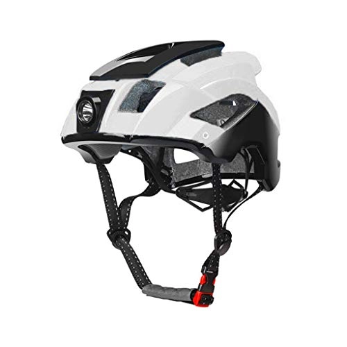 Mountain Bike Helmet : MXZ Cycle Helmet, Road Mountain Bike Helmet Adjustable Light Weight Adult Helmet Bike Safety Cap - Head Light (color : White)