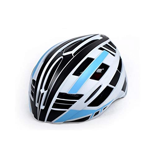 Mountain Bike Helmet : MXZ Cycle Helmet, Road Mountain Bike Helmet Adjustable Lightweight Adult Helmet Bike Safety Cap - LED tail light (color : Blue, Size : M)