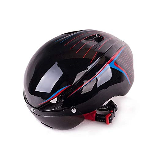 Mountain Bike Helmet : No-branded Motorcycle Accessories One-piece Helmet With Goggles Pneumatic Mountain Bike Riding Helmet with Glasses Helmet LKYHYQ (Color : Black)