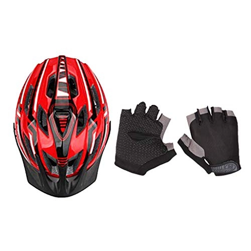 Mountain Bike Helmet : Nobranded Helmet Cycling Mountain Bike Safety Helmet with LED Rear Light Glove