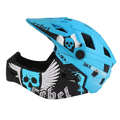 Mountain Bike Helmet : NVBXDF Cycling mountain bike helmet, full helmet protective gear single wheel slip equipment, suitable for men and women outdoor sports cycling-blue-M55-58cm