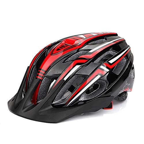 Mountain Bike Helmet : Nwn Cycling Helmet with Warning Taillights, Road Bike and Mountain Bike Helmet, 19 Holes For Ventilation, Unisex (Color : Black)