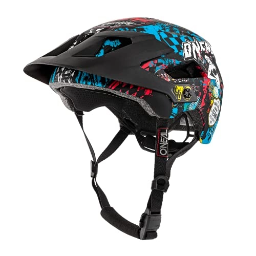 Mountain Bike Helmet : O'NEAL | Mountainbike-Helmet | Enduro Trail Downhill MTB | Polycarbonate construction, sweat absorbing lining, safety standard EN1078 | Helmet Defender 2.0 Wild | Adult | Multi | Size L XL