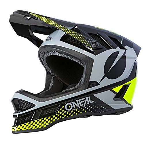 Mountain Bike Helmet : O'NEAL | Mountainbike-Helmet | Freeride MTB Downhill | Dri-Lex® Lining, ventilation openings for cooling, ABS outer shell | Blade POLYACRYLITE Helmet ACE | Adult | Black Neon-Yellow Grey | Size XL