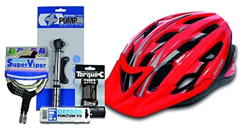 Mountain Bike Helmet : Oxford Adult Cycling Helmet Bundle, Red - Small / Medium