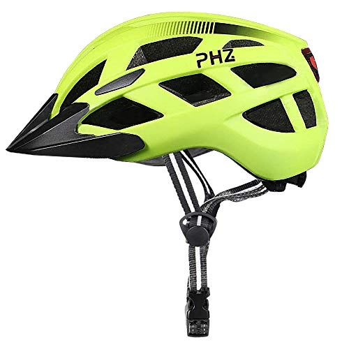 Mountain Bike Helmet : PHZING Bicycle Helmet Adjustable Ultra Lightweight with Safety LED Rear Light / detachable visor / CPSC CE Certified Cycle Helmet Mountain & Road Bicycle Helmets for Adult Men and Women (21.5-22.4 in)
